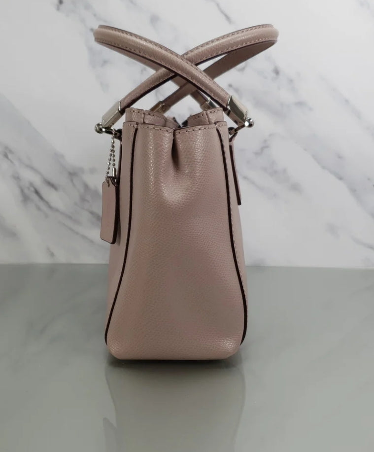 COACH Mini Christie in Taupe Crossgrain Leather Handbag