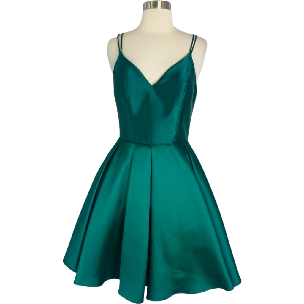 ALYCE PARIS 3875 Green V-Neck Short Fit N' Flare Cocktail Dress Size 6