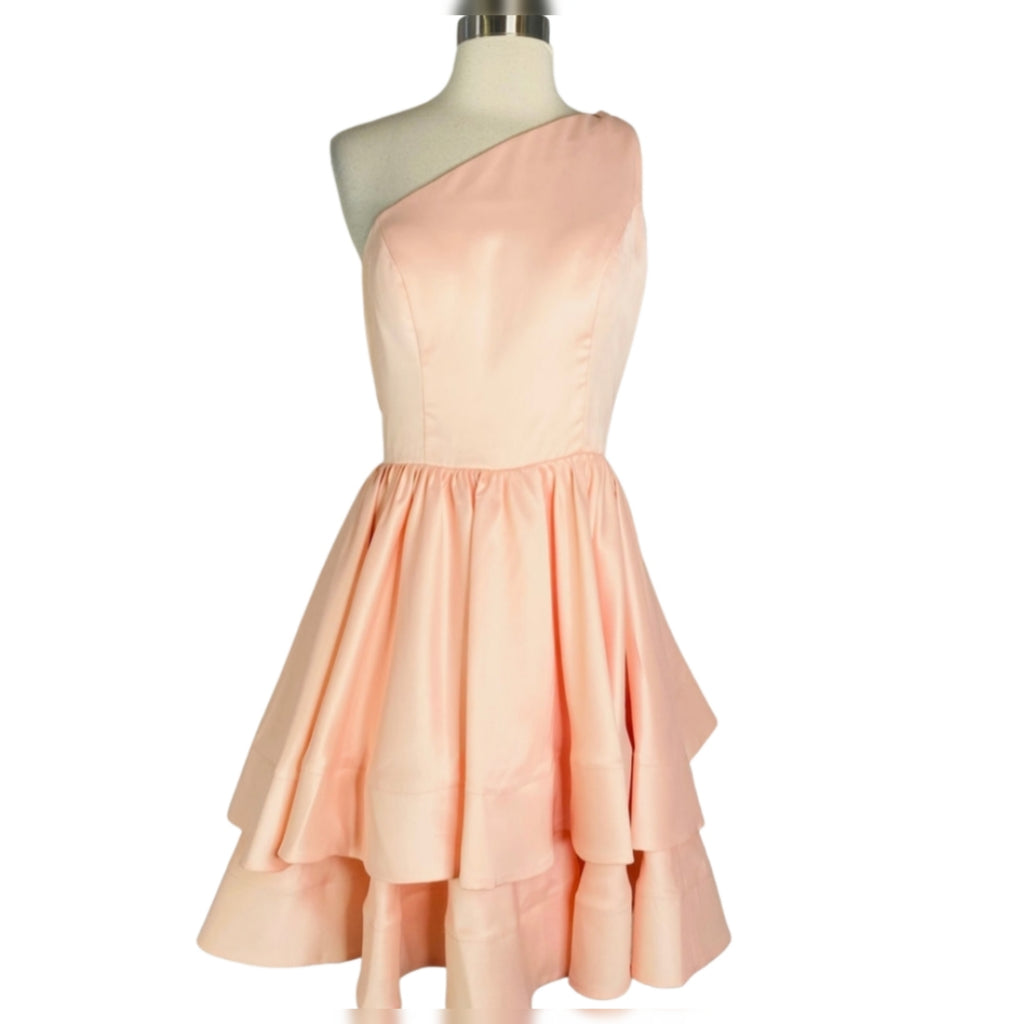 HEBEOS Candy Pink/Peach One-Shoulder Sleeveless Charmeuse Ruffles A-Li Style Exchange Boutique PGH HEBEOS Candy Pink/Peach One-Shoulder Sleeveless Charmeuse Ruffles A-Li Style Exchange Boutique PGH