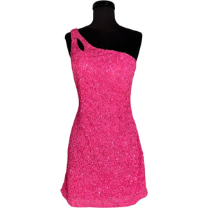 PRIMAVERA Style# 3573 Short Sequin Dress Hot Pink Size 10