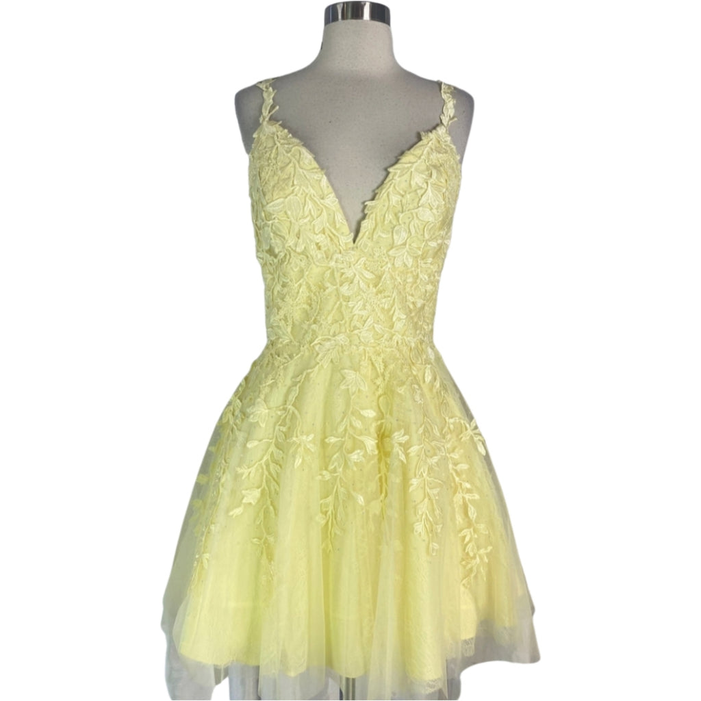 sherri hill dresses yellow SHERRI HILL Style # 53983 Short Dress Yellow Size 12 NWT – Style Exchange Boutique PGH
