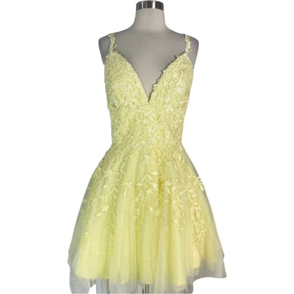 SHERRI HILL Style # 53983 Short Dress Yellow Size 12 NWT