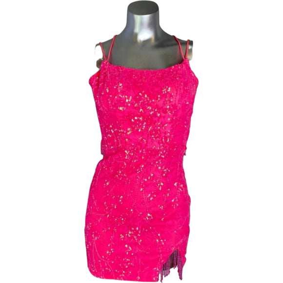 AMARRA  Style #87137 Short Dress Neon Pink Size 00/000