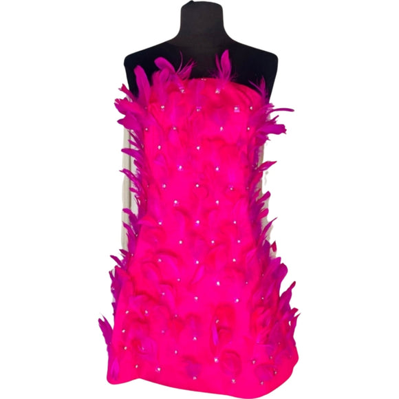 BOUTIQUE Short Feather Cocktail Dress Pink Size Medium