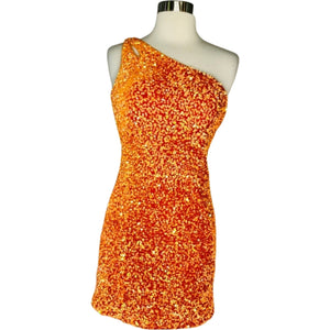 BOUTIQUE Short Sequin Gown Orange Size 4