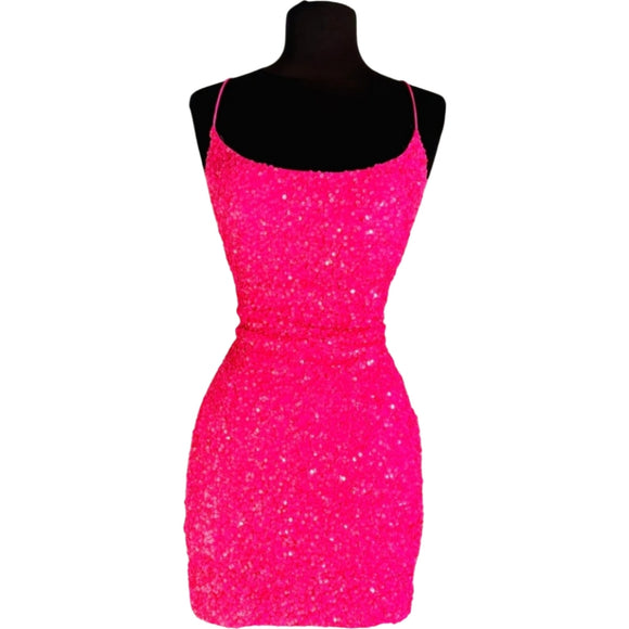 PRIMAVERA Short Sequin Pink Cocktail Dress Size 0