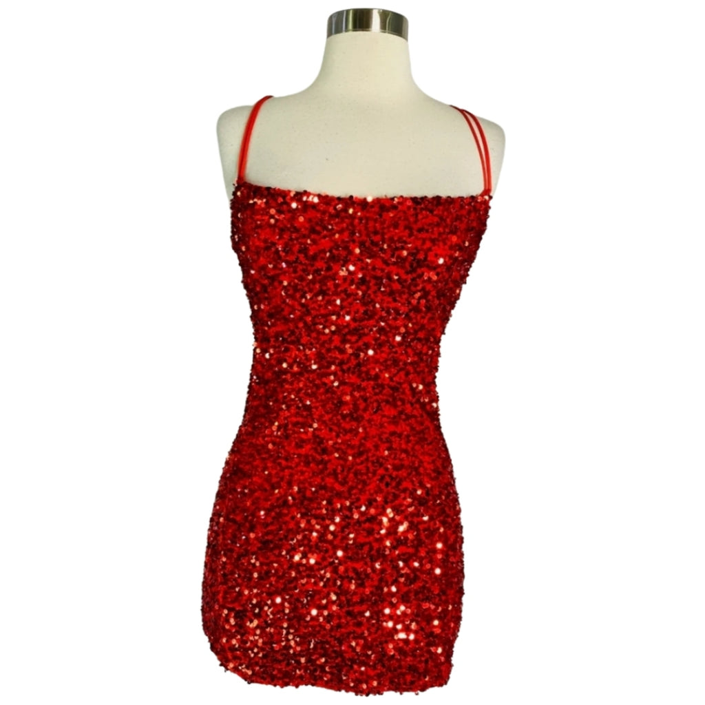 Boutique Short Sequin Gown Red Size 2