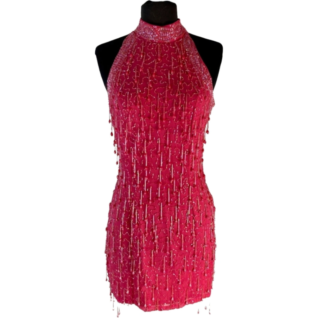 BOUTIQUE Short Beaded Pink Gown Size 3/4
