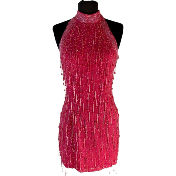 BOUTIQUE Short Beaded Pink Gown Size 3/4