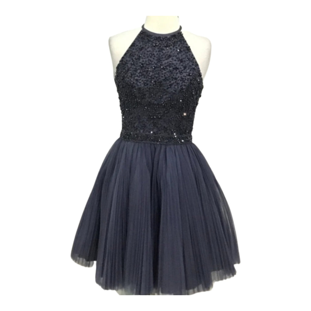 SHERRI HILL 32335 Black Short Halter Top Dress Size 4