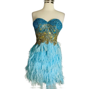 SHERRI HILL Style # 3804 Short Dress Aqua/Gold Size 0 Style Exchange Boutique PGH SHERRI HILL Style # 3804 Short Dress Aqua/Gold Size 0 Style Exchange Boutique PGH