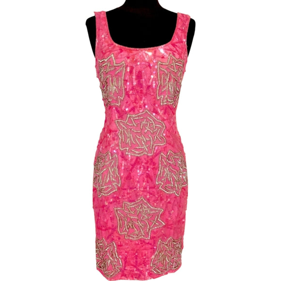 BOUTIQUE Short Hot Pink Embellished Gown Size M