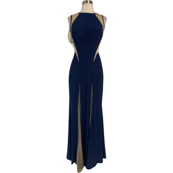 JOVANI Style #762 Long Gown Navy/Nude Size 2