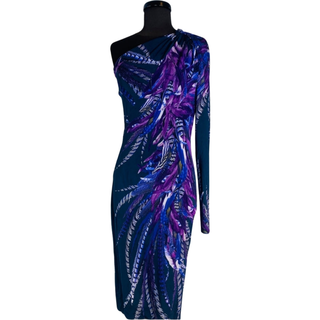 just cavalli purple dress Just Cavalli Halterneck midi dress