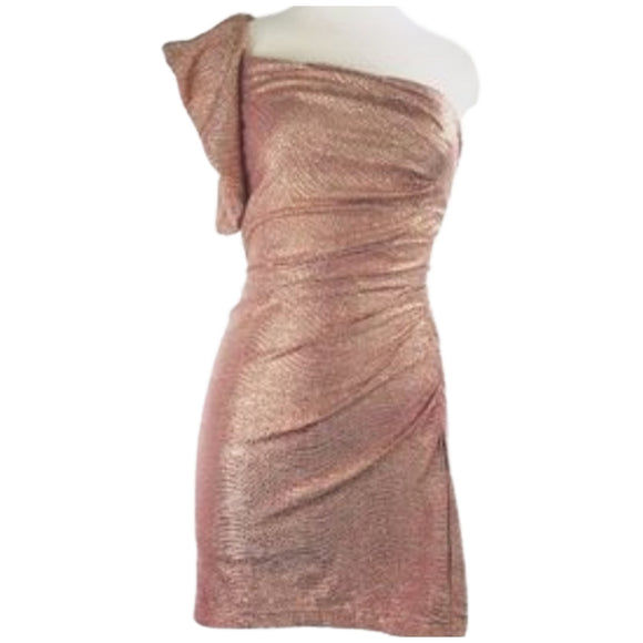 Hailey Logan by Adrianna Papell Gold Metallic Short Cocktail Dress Size S