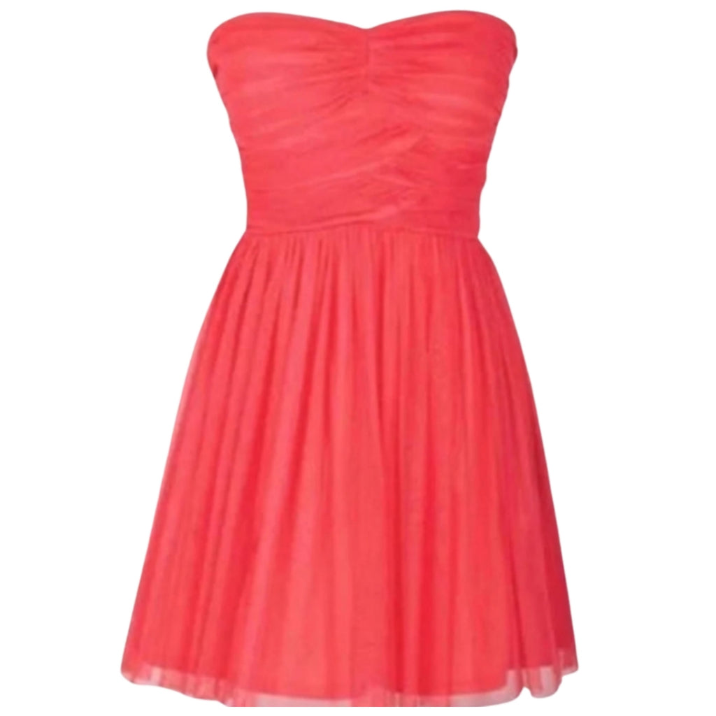 DELIAS Coral Strapless Ruched Short Dress Size 1-2