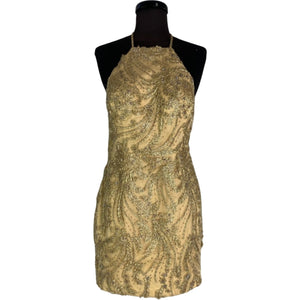 MORI LEE Short Cocktail Dress Gold Size 0/2