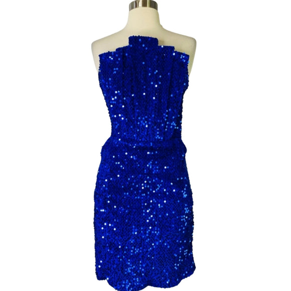 BOUTIQUE Short Royal Blue Sequin Dress Size Small