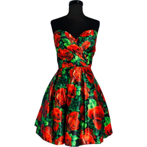 SHERRI HILL Short Dress Red And Green Floral Size 10