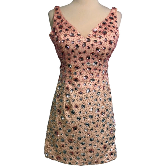 CLARISSE Peach Sheath Short Dress Size 8