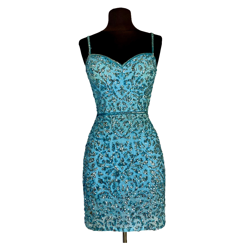 ASHLEY LAUREN Short Cocktail Dress Turquoise Blue Size 4
