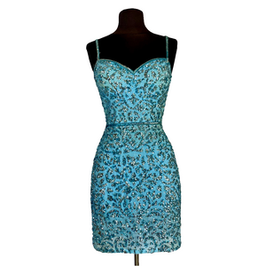 ASHLEY LAUREN Short Cocktail Dress Turquoise Blue Size 4