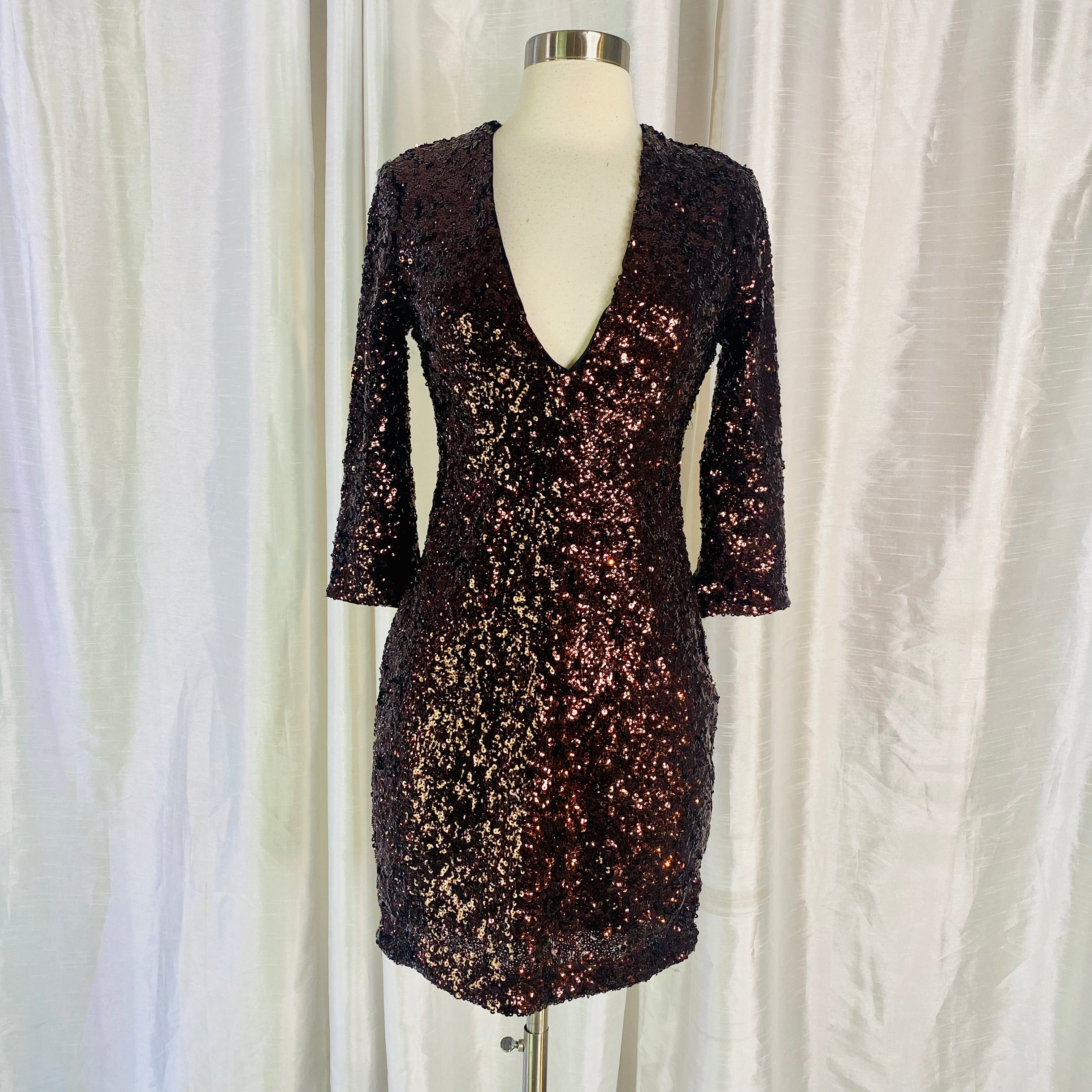 EXPRESS Short Sequin Cocktail Dress Brown/Bronze Size 2 Style Exchange Boutique PGH EXPRESS Short Sequin Cocktail Dress Brown/Bronze Size 2 Style Exchange Boutique PGH