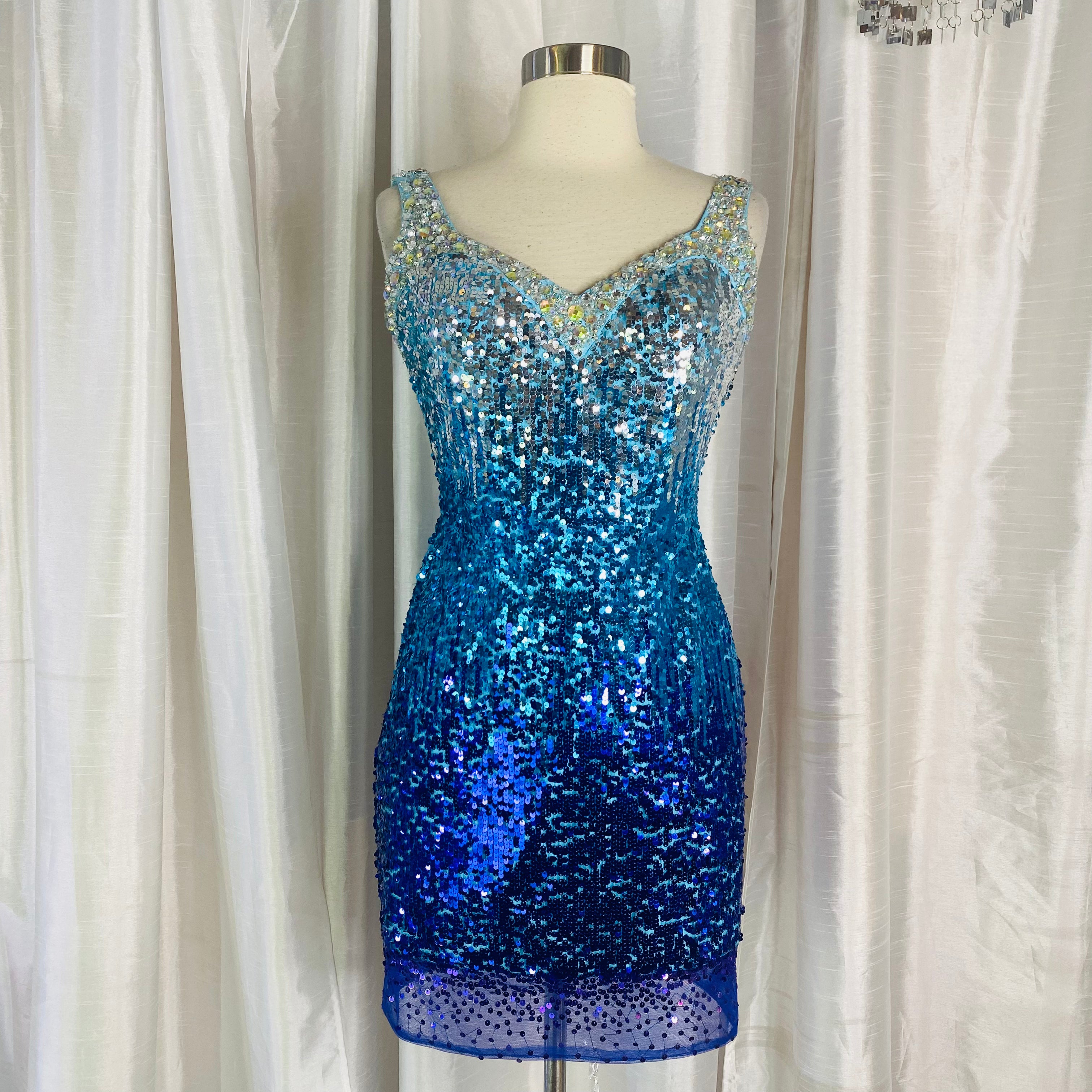 CLARISSE 2242 Indigo/Turquoise Ombre Sequin Short Dress Size 1/2 – Style  Exchange Boutique PGH