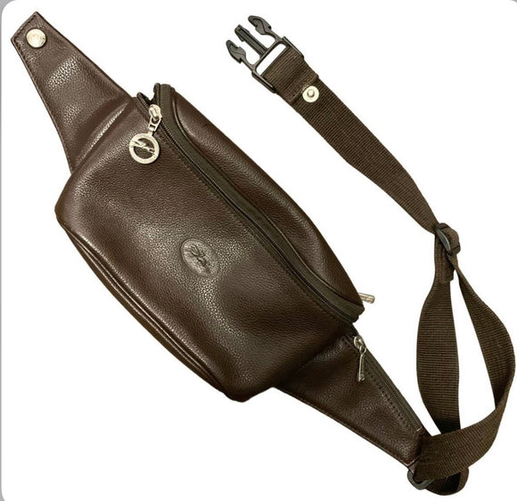 LONGCHAMP Le Foulonne Leather Belt Bag Chocolate Brown