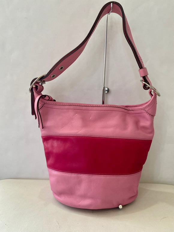 COACH Leather Bucket Bag Pink and Red