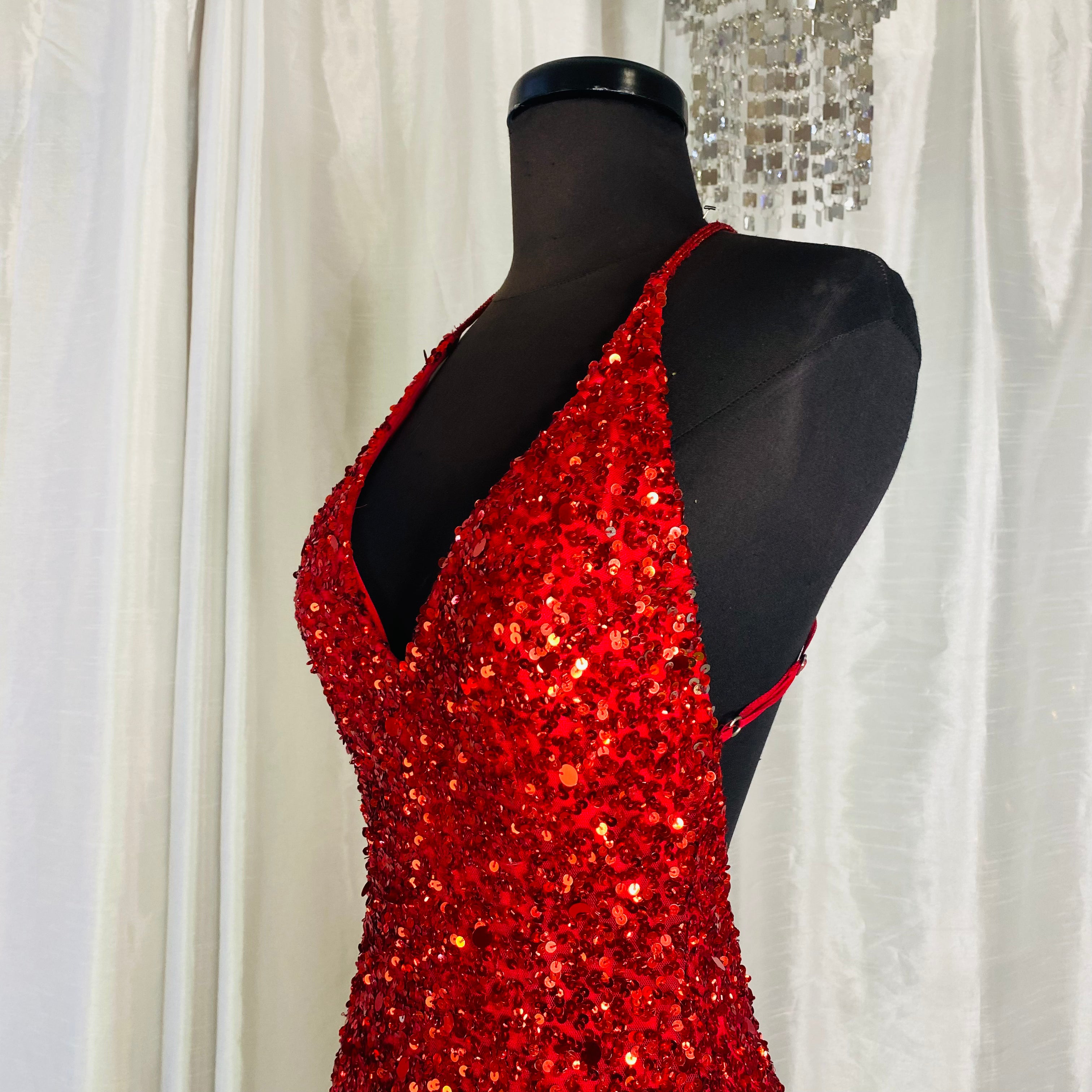 SCALA Short Beaded Sequin V-Neckline Lowback Cocktail Dress Red Size 2 Style Exchange Boutique PGH SCALA Short Beaded Sequin V-Neckline Lowback Cocktail Dress Red Size 2 Style Exchange Boutique PGH