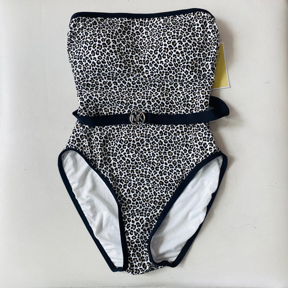 MICHAEL KORS One Piece Swimsuit Black and White Cheeta Size 4 NWT
