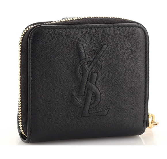 YVES SAINT LAURENT (YSL) Belle De Jour Leather Compact Zip Wallet Black