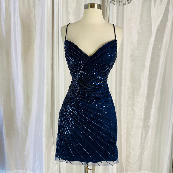 TIFFANY DESIGNS Short Navy Gown Size 4