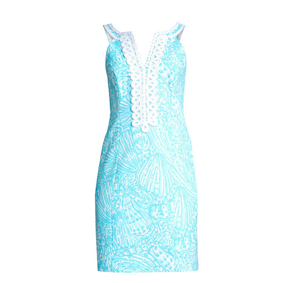 LILLY PULITZER Valli Lace Stretch Dress Blue/White Size 6 NWT