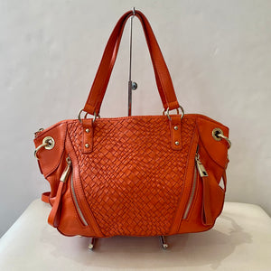 B. Makowsky Leather Shoulder Bag Orange