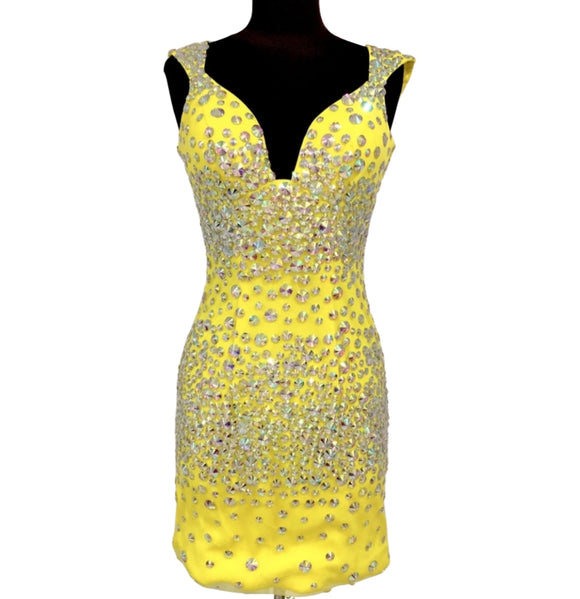 VIENNA Yellow Deep Sweetheart Short Dress Size 2 NWOT