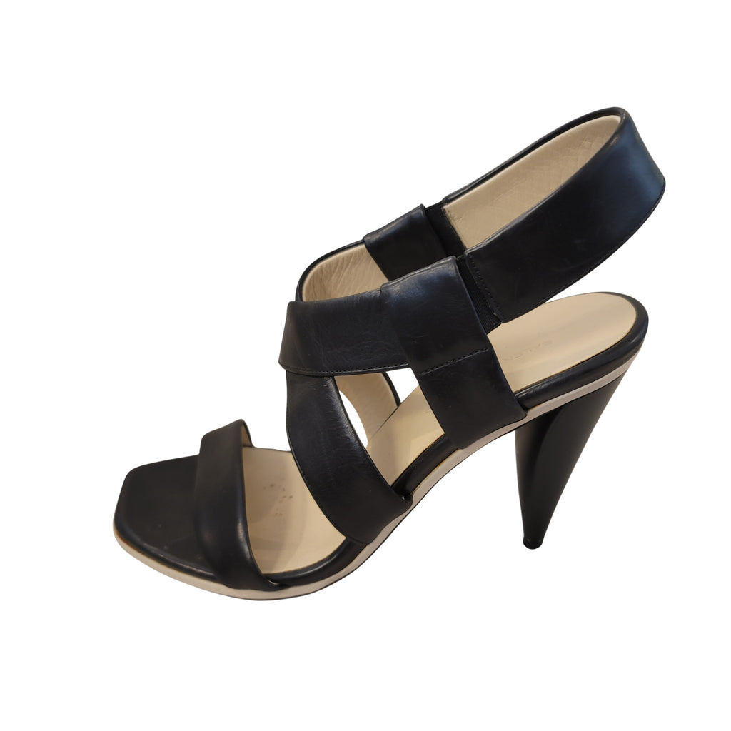 BALENCIAGA Black Wide Strap Sandal Size 36.5