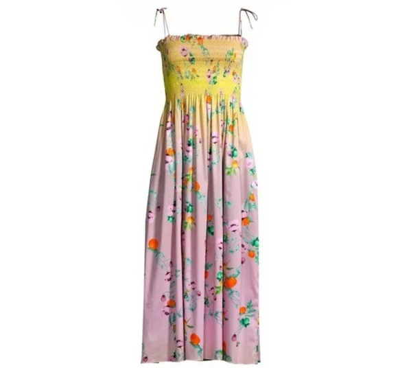 CYNTHIA ROWLEY Ombre Floral Smocked Dress Size Medium NWT