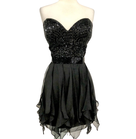 SHERRI HILL Black Embellished Strapless Black Dress Size 18