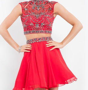 RACHEL ALLAN Short Red Two Piece Gown Size 8