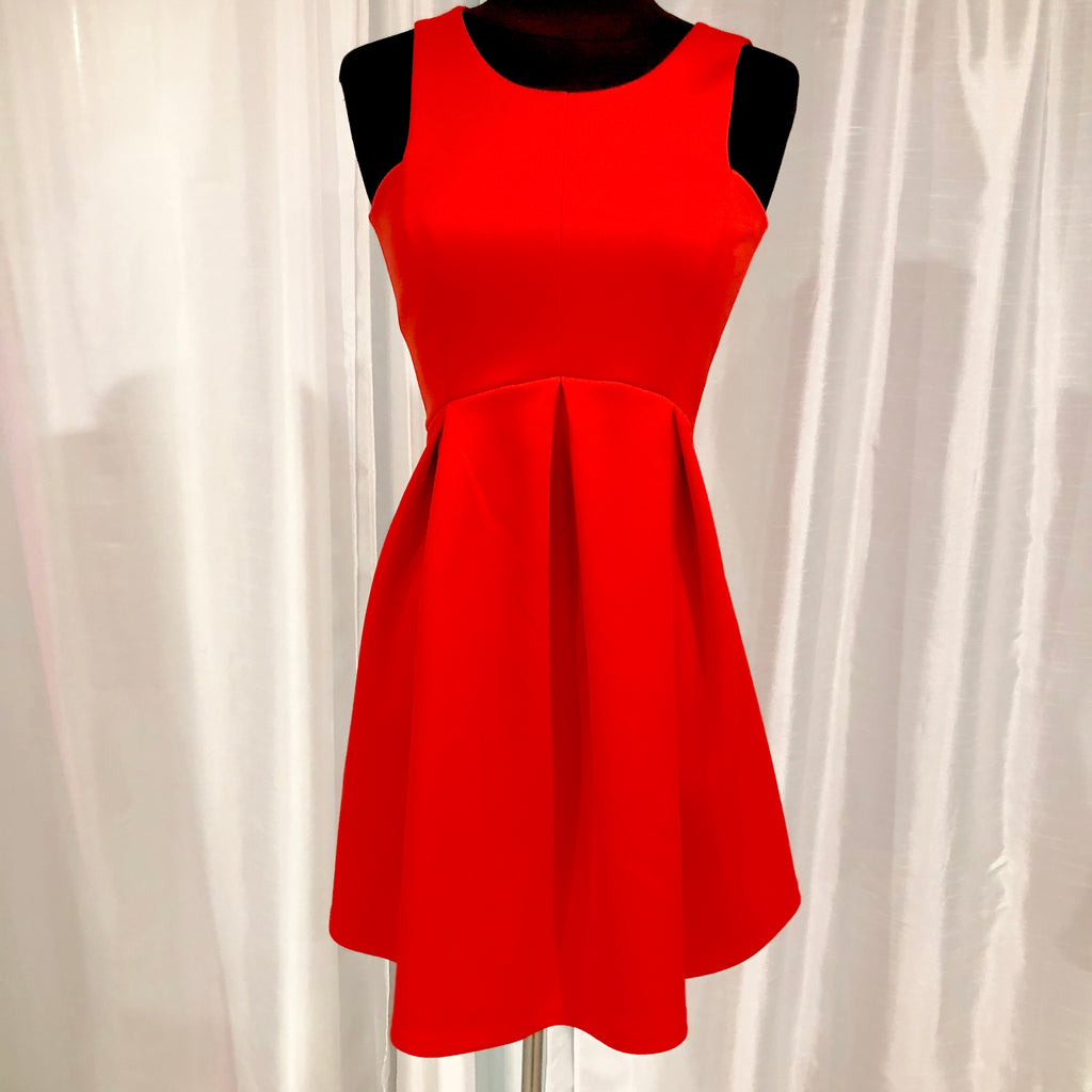 Cool&Classy SOLID FIT & FLARE DRESS(Red)