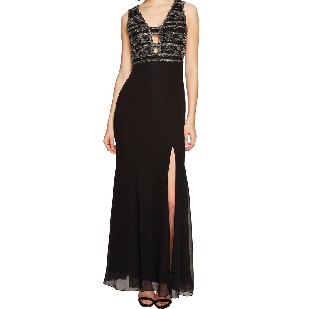ADRIANNA PAPELL Long Black Embellished Top Gown Style Exchange Boutique PGH ADRIANNA PAPELL Long Black Embellished Top Gown Style Exchange Boutique PGH