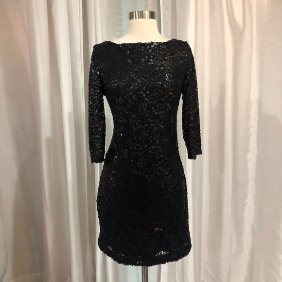 Jessica Howard Short Black Sequin Gown Size 4 & 8