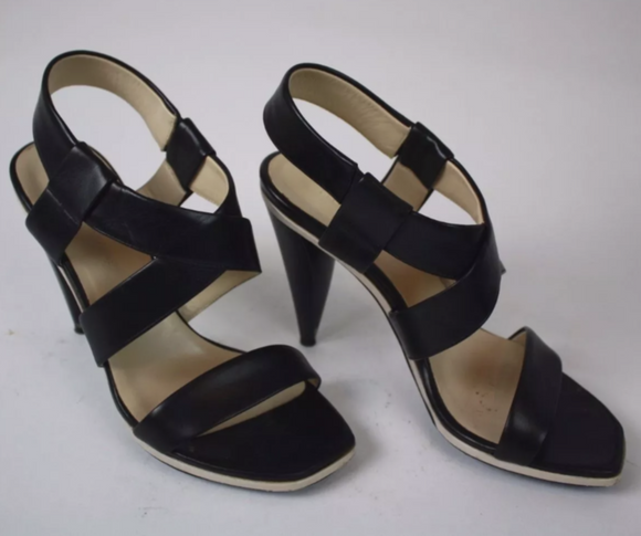 BALENCIAGA Black Wide Strap Sandal Size 36.5