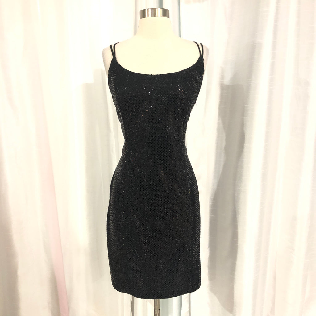 BARI JAY Short Black Sequined Gown Size 13/14