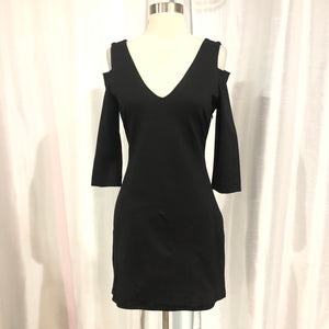 BEBE Short Black Form Fitting Long Sleeve Gown Size M