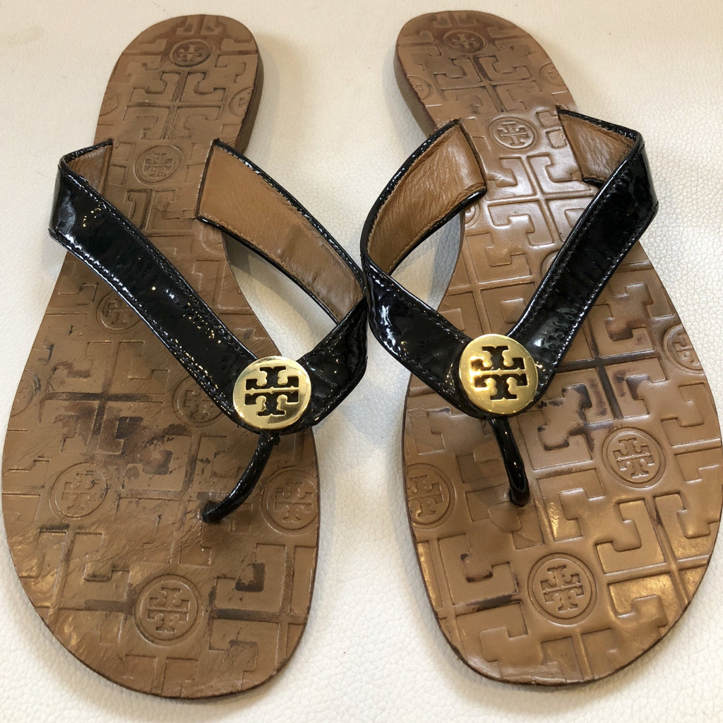 Patent leather sandal Tory Burch Black size 11 US in Patent