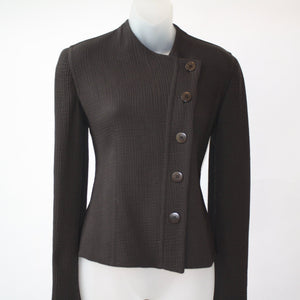 ARMANI COLLEZIONE Dark Brown Side Zipper Jacket Blazer Size 2