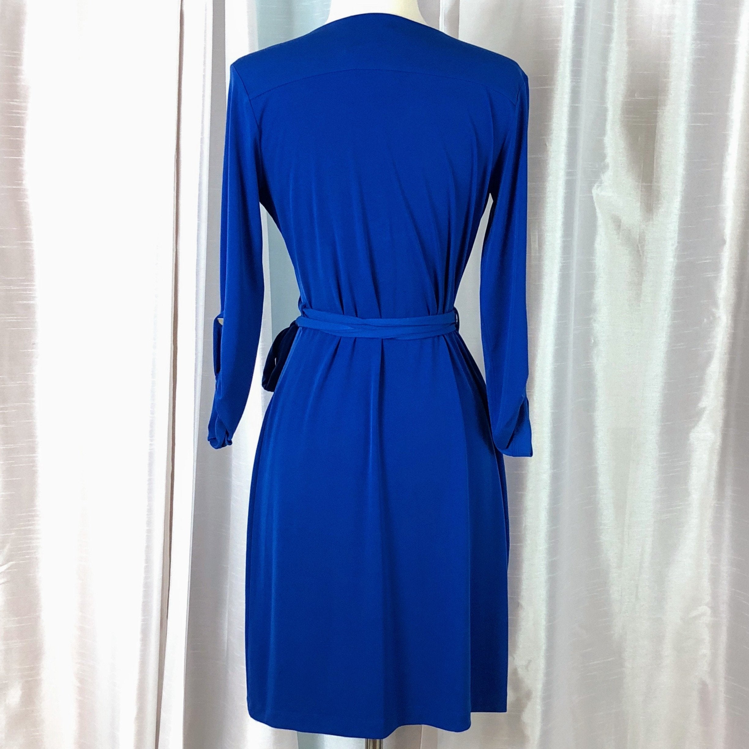 CALVIN KLEIN Royal Blue Wrap Dress Size 4 – Style Exchange Boutique